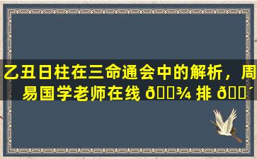 乙丑日柱在三命通会中的解析，周易国学老师在线 🌾 排 🌴 盘为你解读